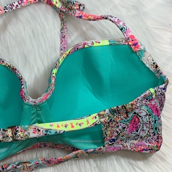 NWOT Shade & Shore Multicolored Halter Bikini Top - Picture 9 of 10